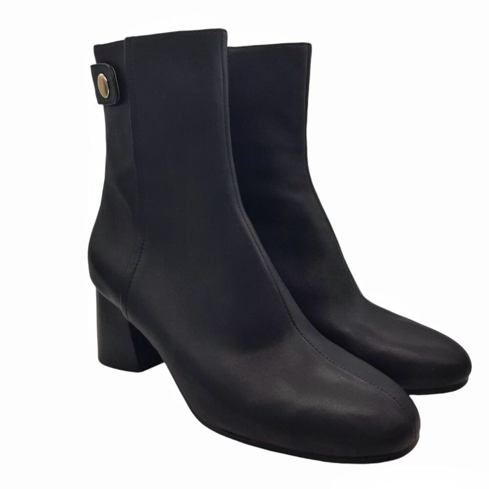 Joie Ramet Black Leather Heel Round Toe Boots SZ 37